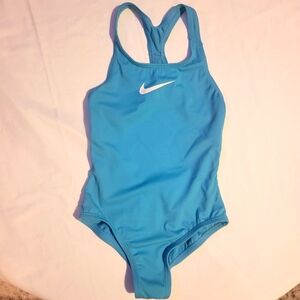 Girls Nike Aqua Blue Swimsuit Size XS (6-8 Yrs) EUC